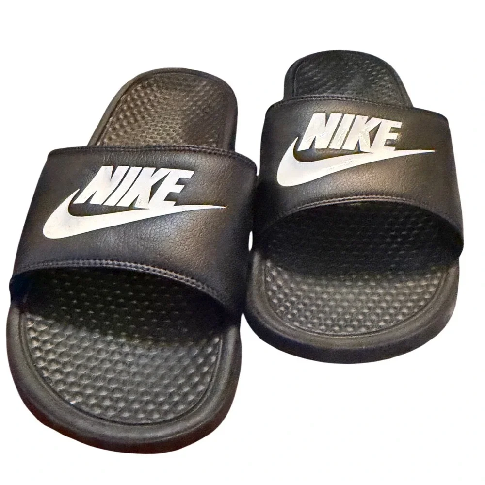 Nike Benassi JDI Black White Mens‎ Slide Sandals Size 12 EUC