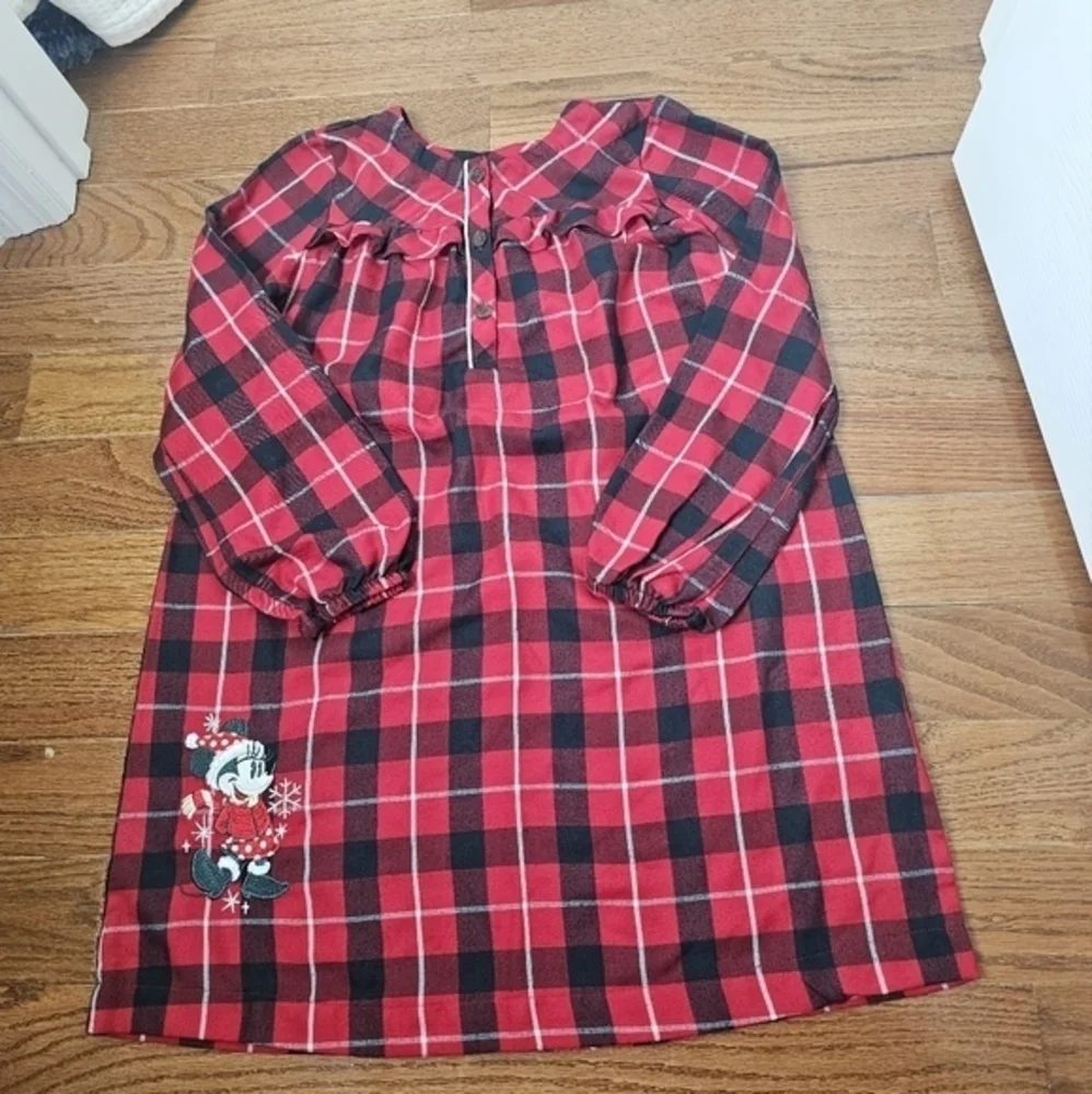 Disney Parks 9/10 Minnie Mouse Long Christmas Nightgown Pajamas‎ Ruffles Gown