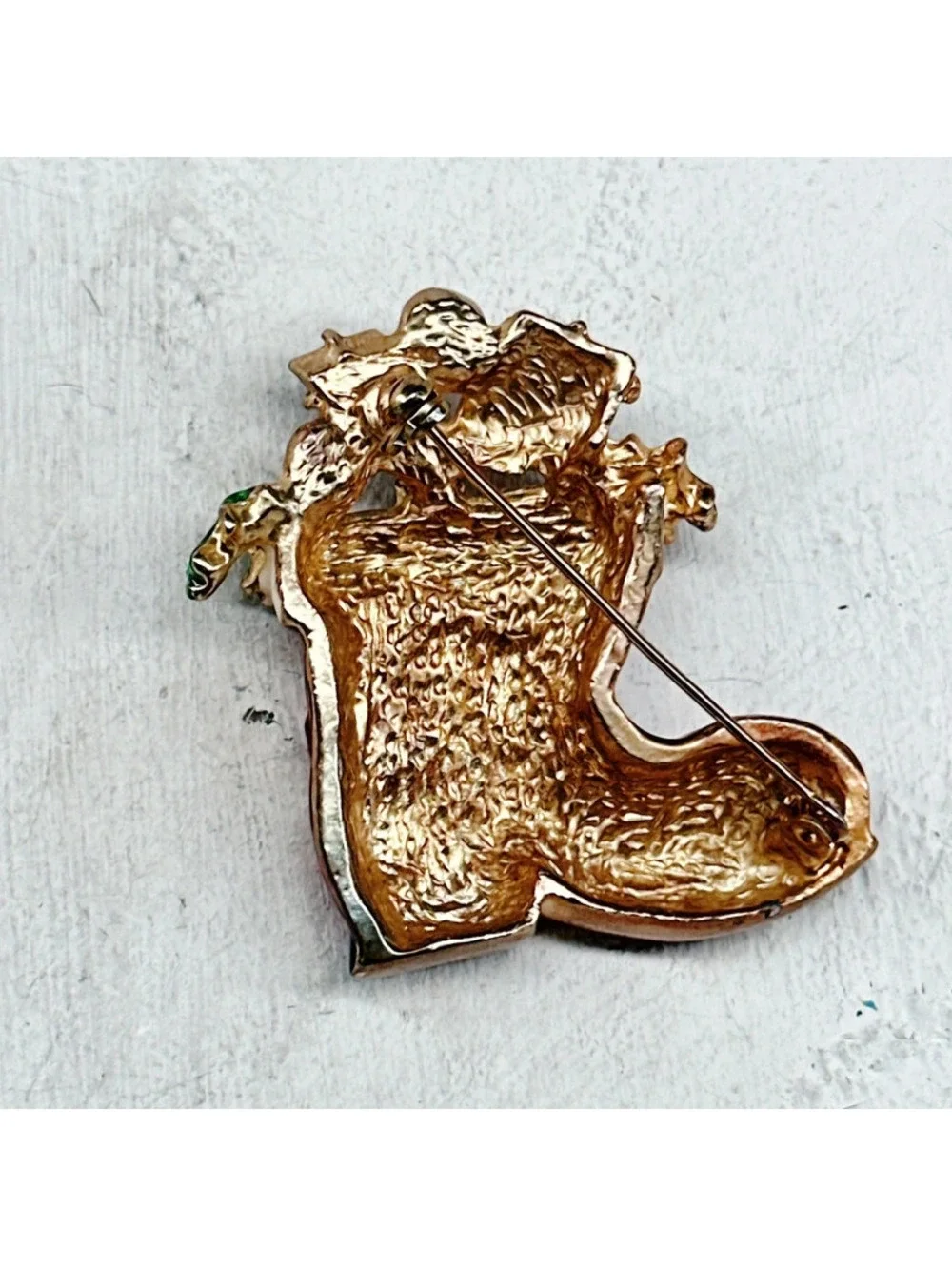 356u. Red Stocking Christmas Brooch Boot