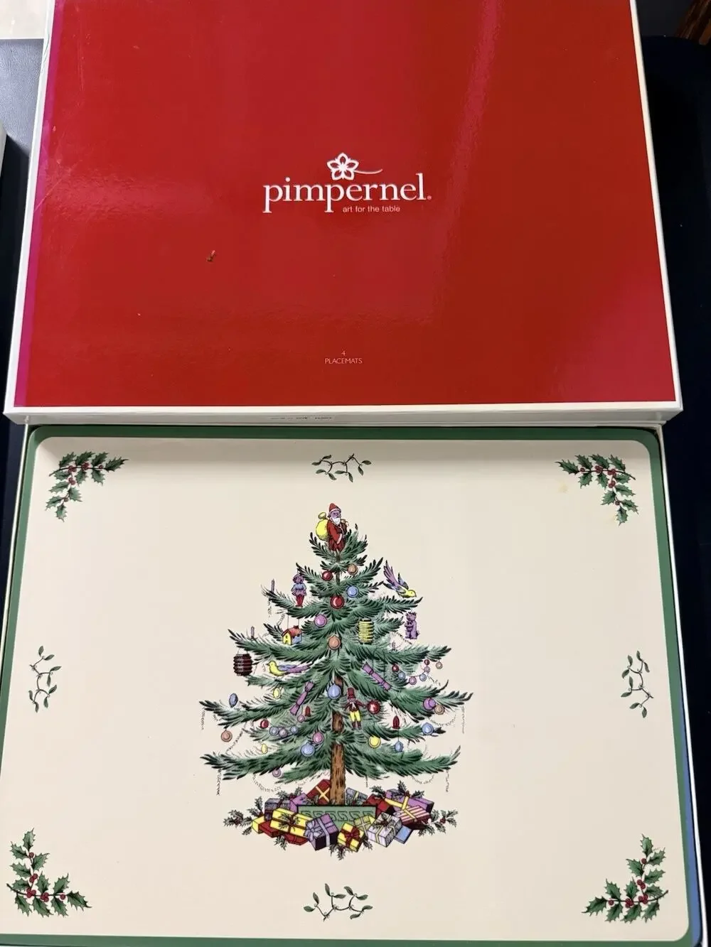 Pimpernel Christmas Tree Cork-Back Placemats – Set of 12 in Original Boxes