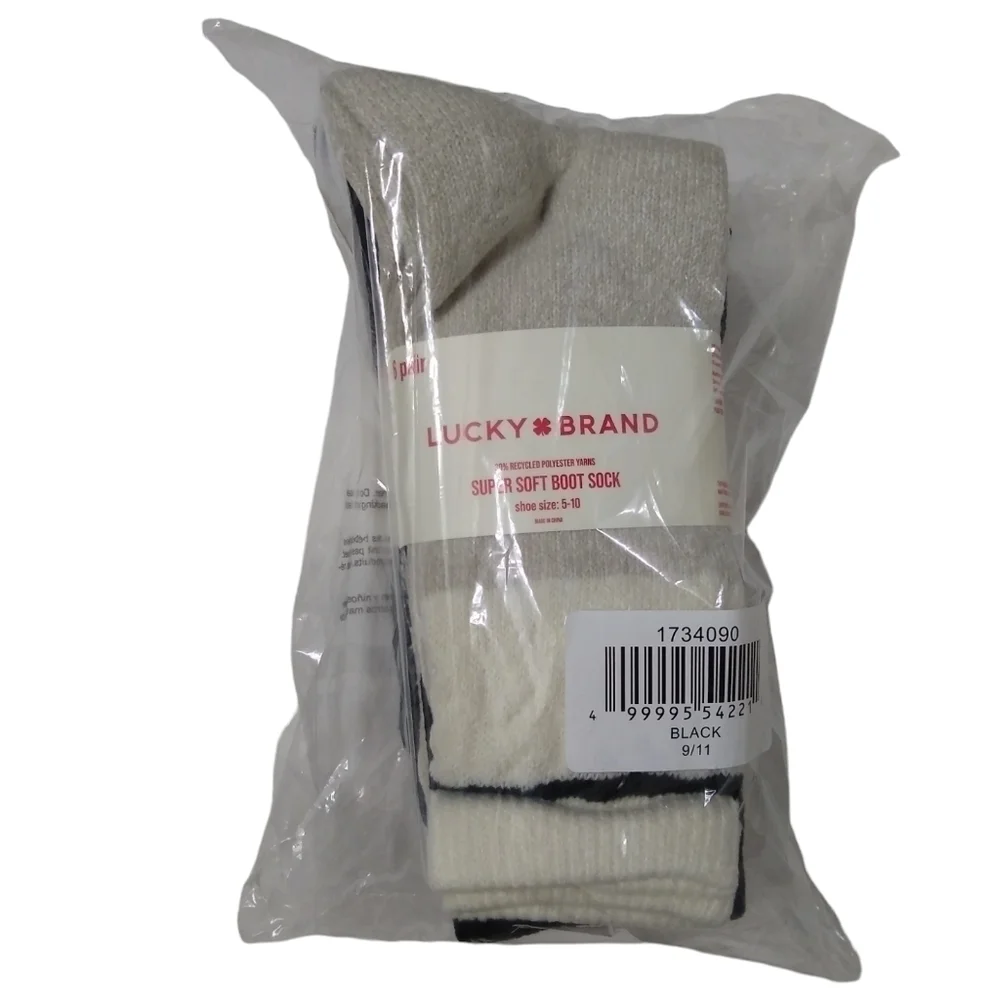 Lucky Brand Boot Socks Women's 6-pair Black Tan Dark Gray Light Gray Tan
