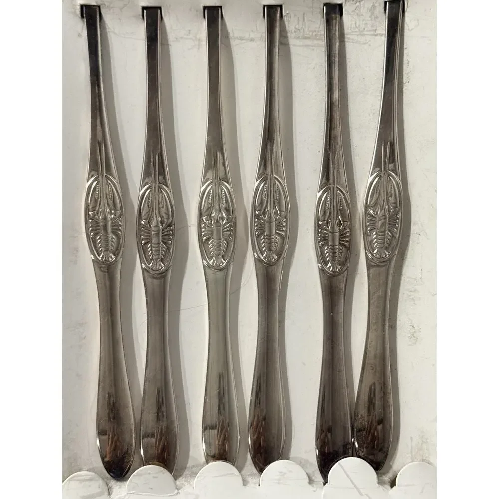 Reed & Barton Lobster Picks Set of 6 Seafood Shellfish Utensils w/ Original Box
