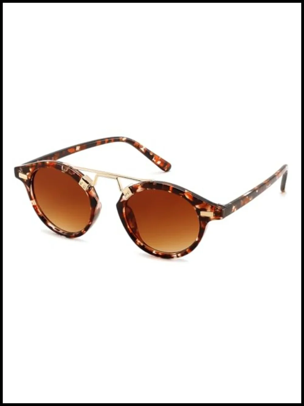 Retro Round Metal Brow Sunglasses with UV400 Protection for Small Face