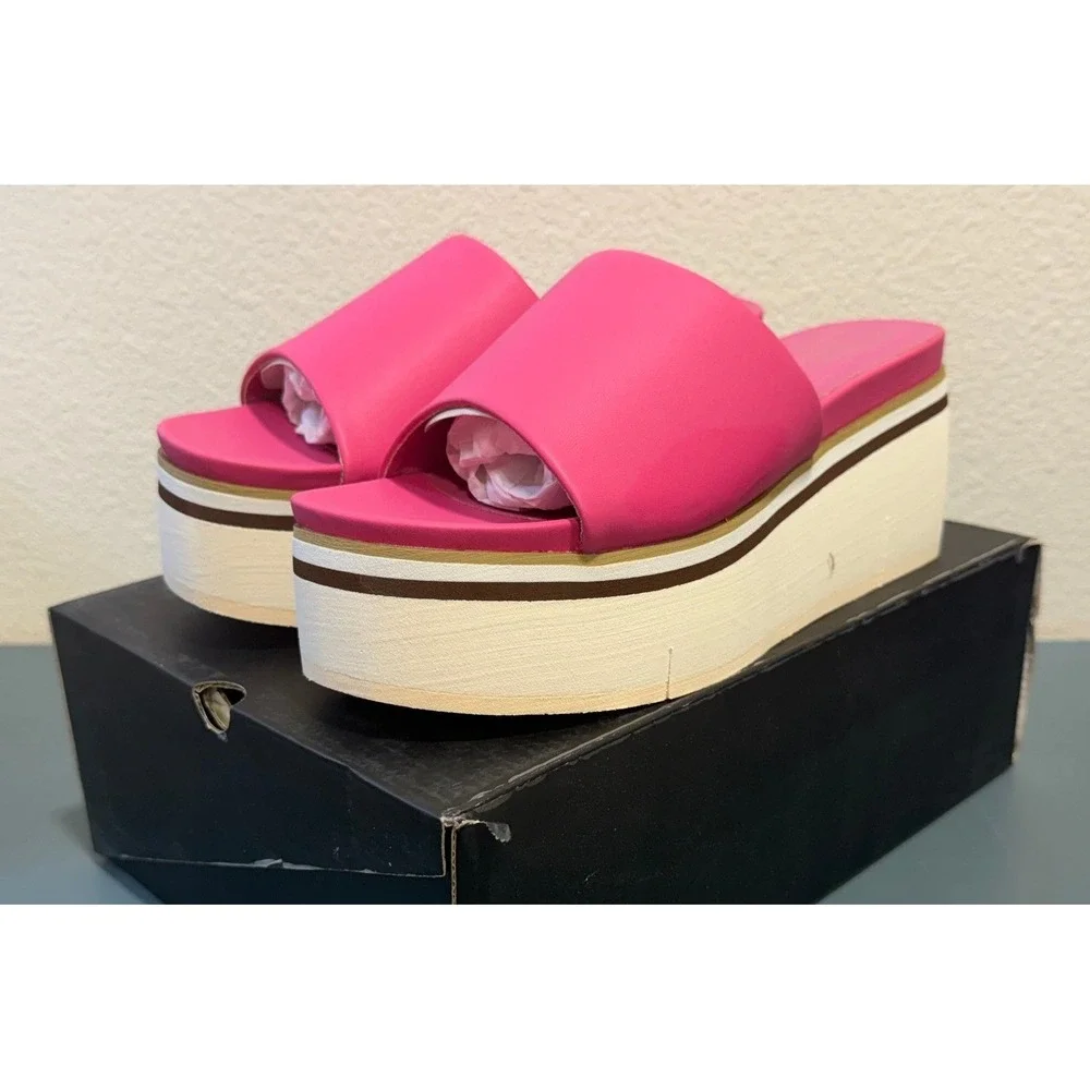 Shu Shop Jade Magenta Pink Platform Wedge Slide‎ Sandals Womens Size 8