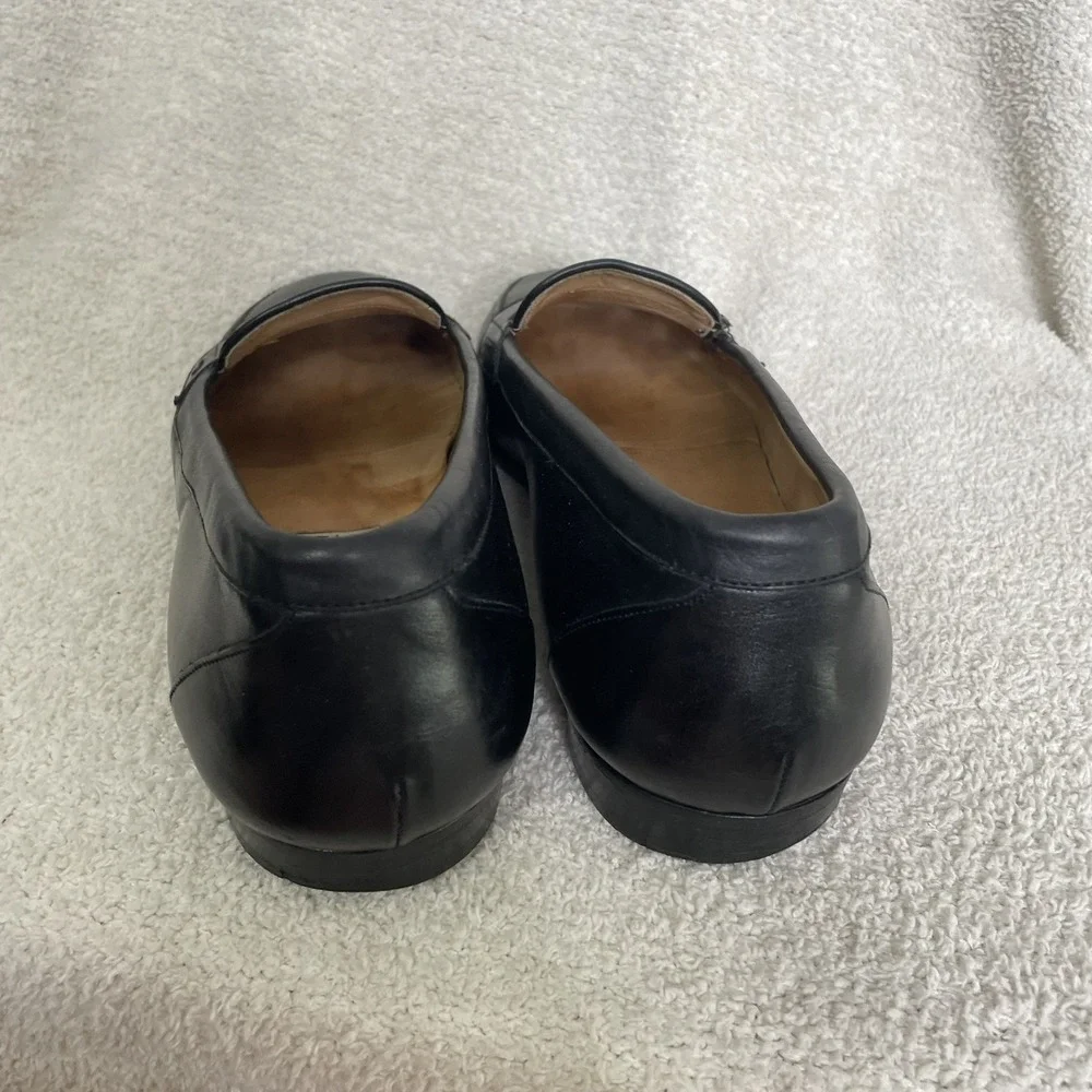 $750 Santoni Solid‎ Black Penny Loafers Leather Shoes Men's Size 10.5 FLAWED
