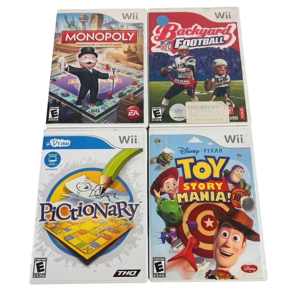 Wii Lot of 4 Video Games Monopoly Backyard Football Pictionary Toy Story CIB