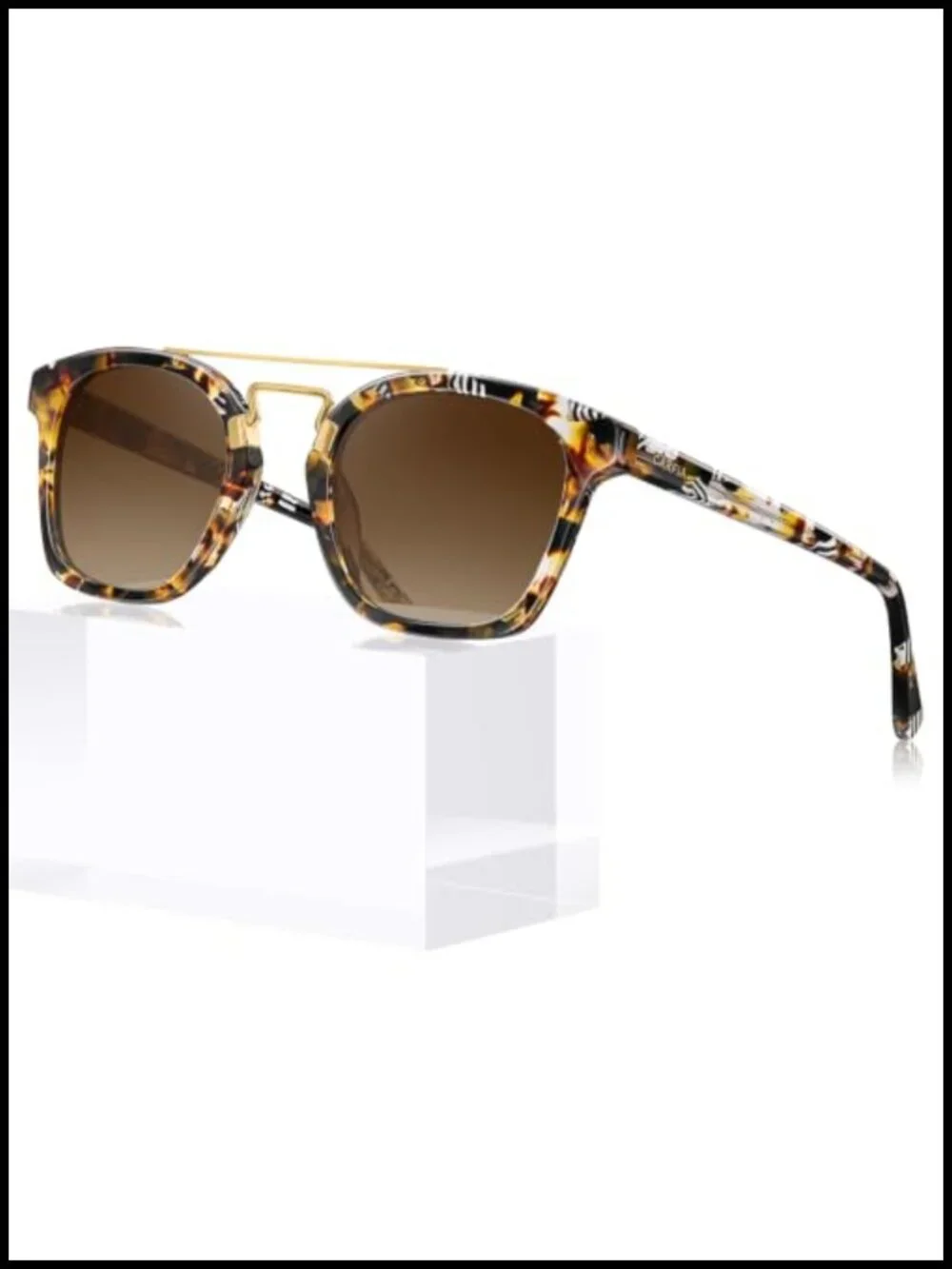 Retro Square Double Bridge Sunglasses Polarized UV400 Protection Acetate Frame