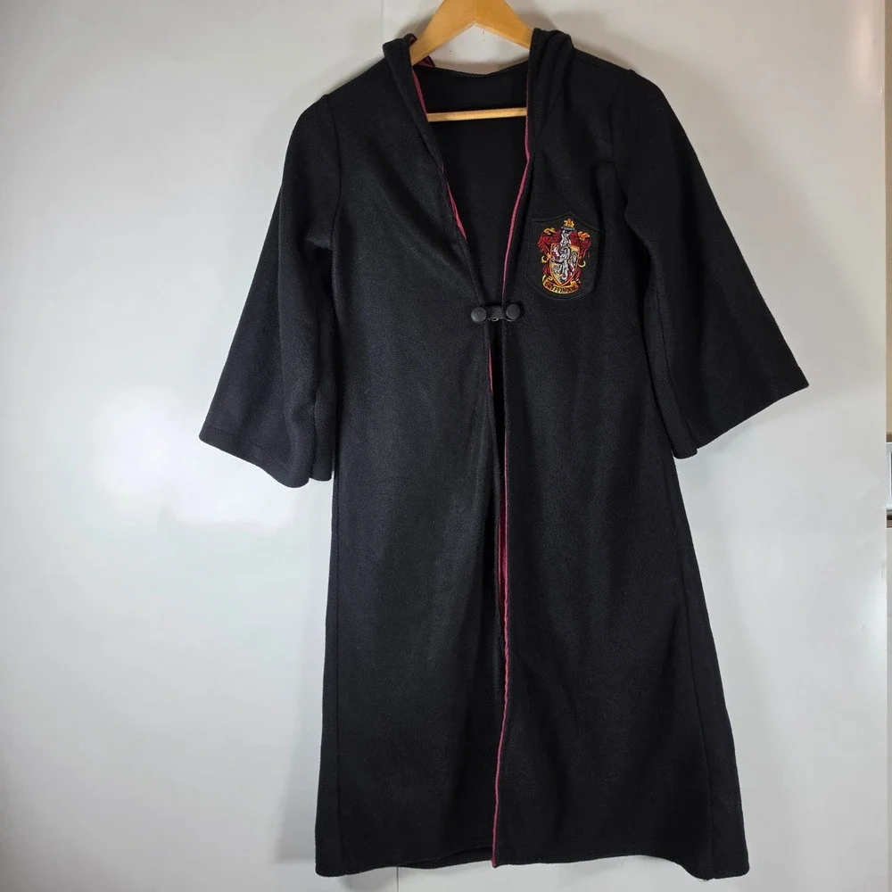 Harry Potter‎ Gryffindor Robe Kids Costume Black Red Wizard Cloak Hooded Medium