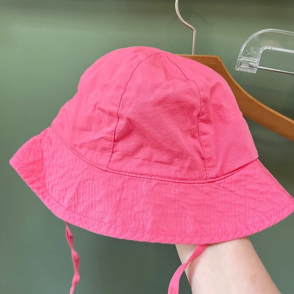 Polarn O. Pyret Sweden Pink Bucket Sun Hat Kids Size 50 1-2 Years Chin Ties SS18