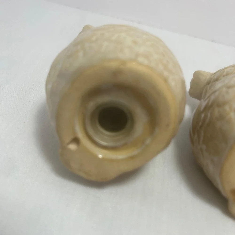 Vtg Style Owl Salt‎ Pepper Shakers Beige Ceramic Pair Mid Century Retro  Decor