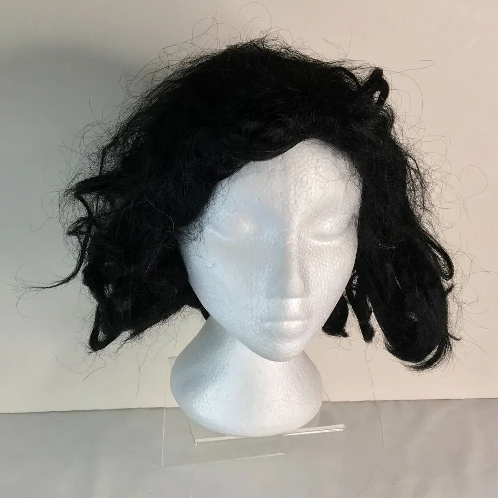 Wig Medium Black Messy Medium Bob Halloween Costume Dress Up Cosplay