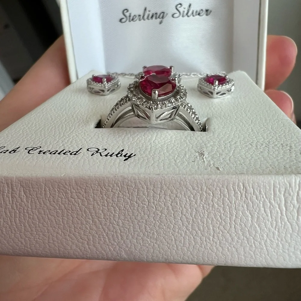 Ruby Heart‎ Necklace Set- Size 7