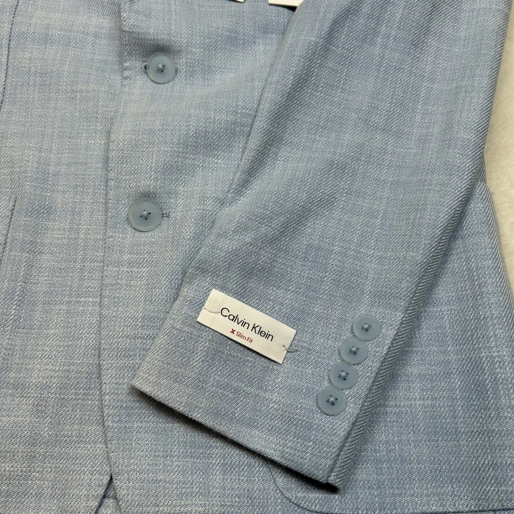 Calvin Klein Slim Fit Sport Coat Mens 38R 38‎ Light Blue Modern Fit Stretch $295