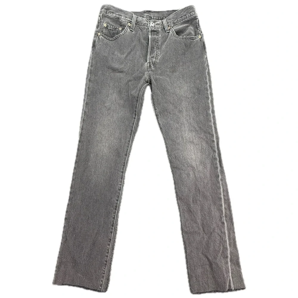 Levi's‎ 501 Original Fit Jeans Mens 29x32 Faded Black Grey Raw Hem 12501-0398