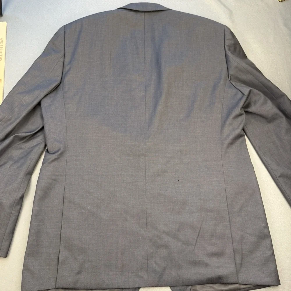 NEW Calvin Klein Men's Slim Fit 100% Wool Suit Jacket‎ Gray Size 48L Long Flaw