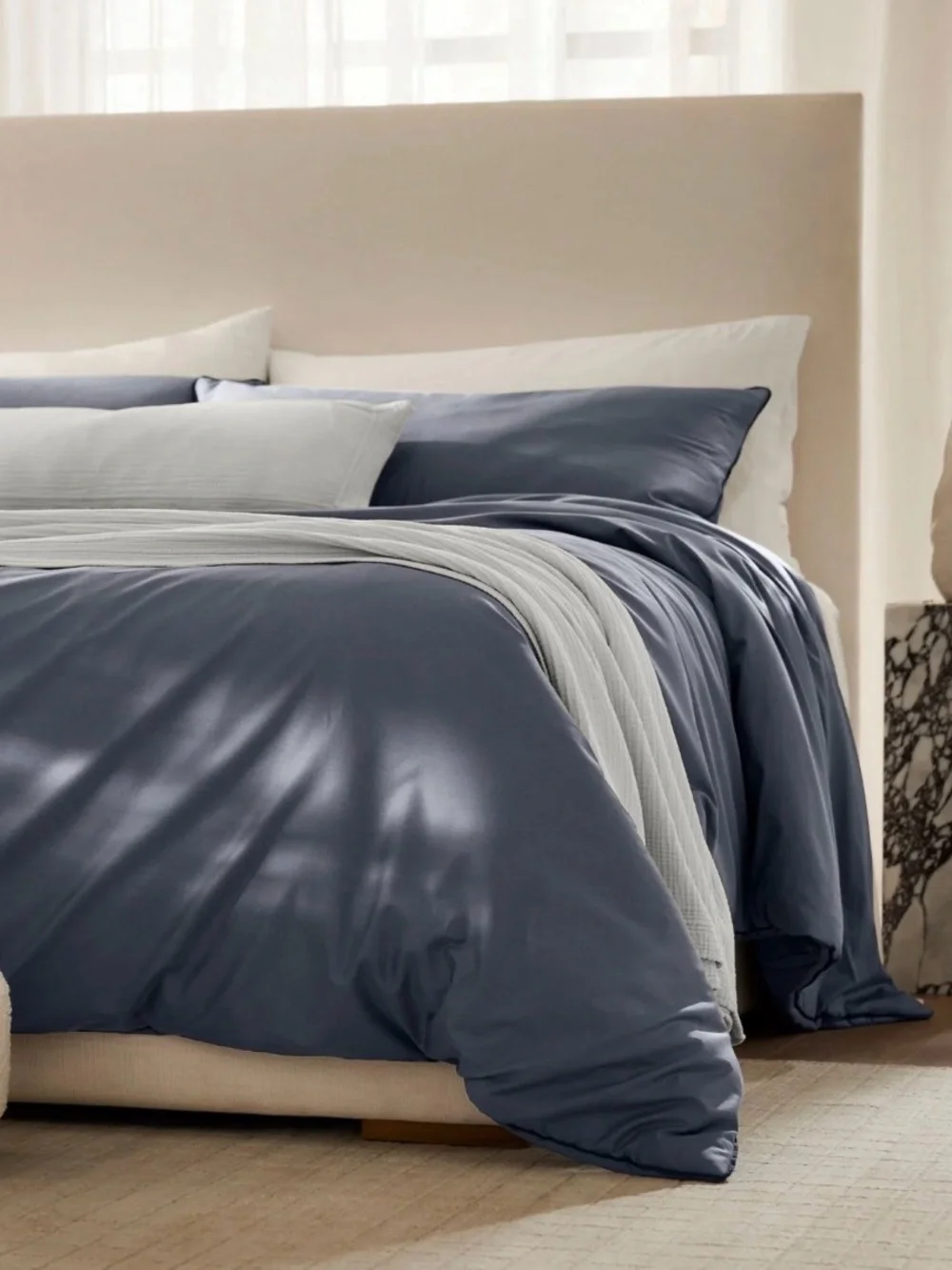 Boll & Branch Cotton Comforter Set in Slate Blue