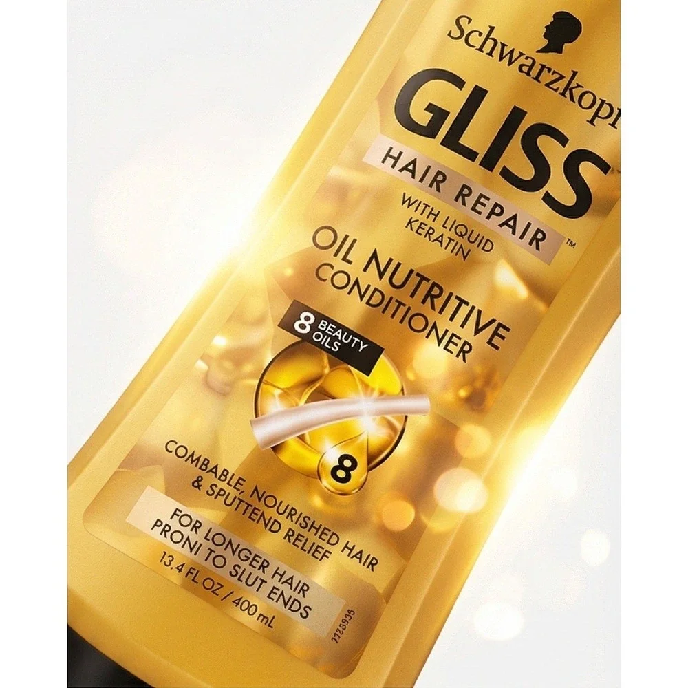 Schwarzkopf Gliss Hair Repair Set of‎ 2 Oil Nutritive & Color Guard 13.6oz NOS