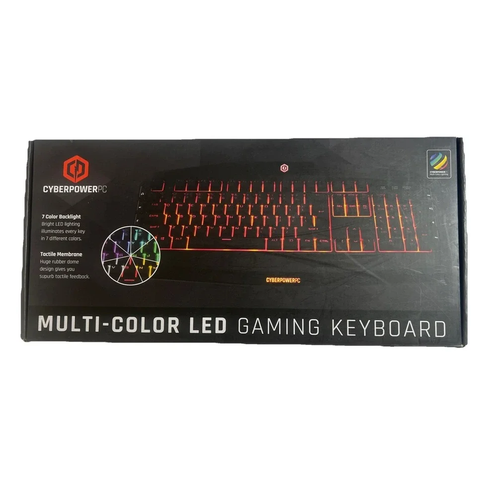 CyberPowerPC multi-color led gaming keyboard wired‎ USB-open Box