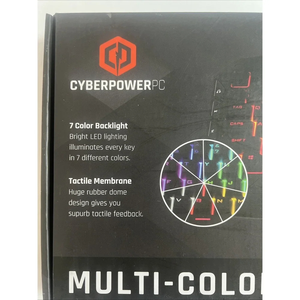 CyberPowerPC multi-color led gaming keyboard wired‎ USB-open Box