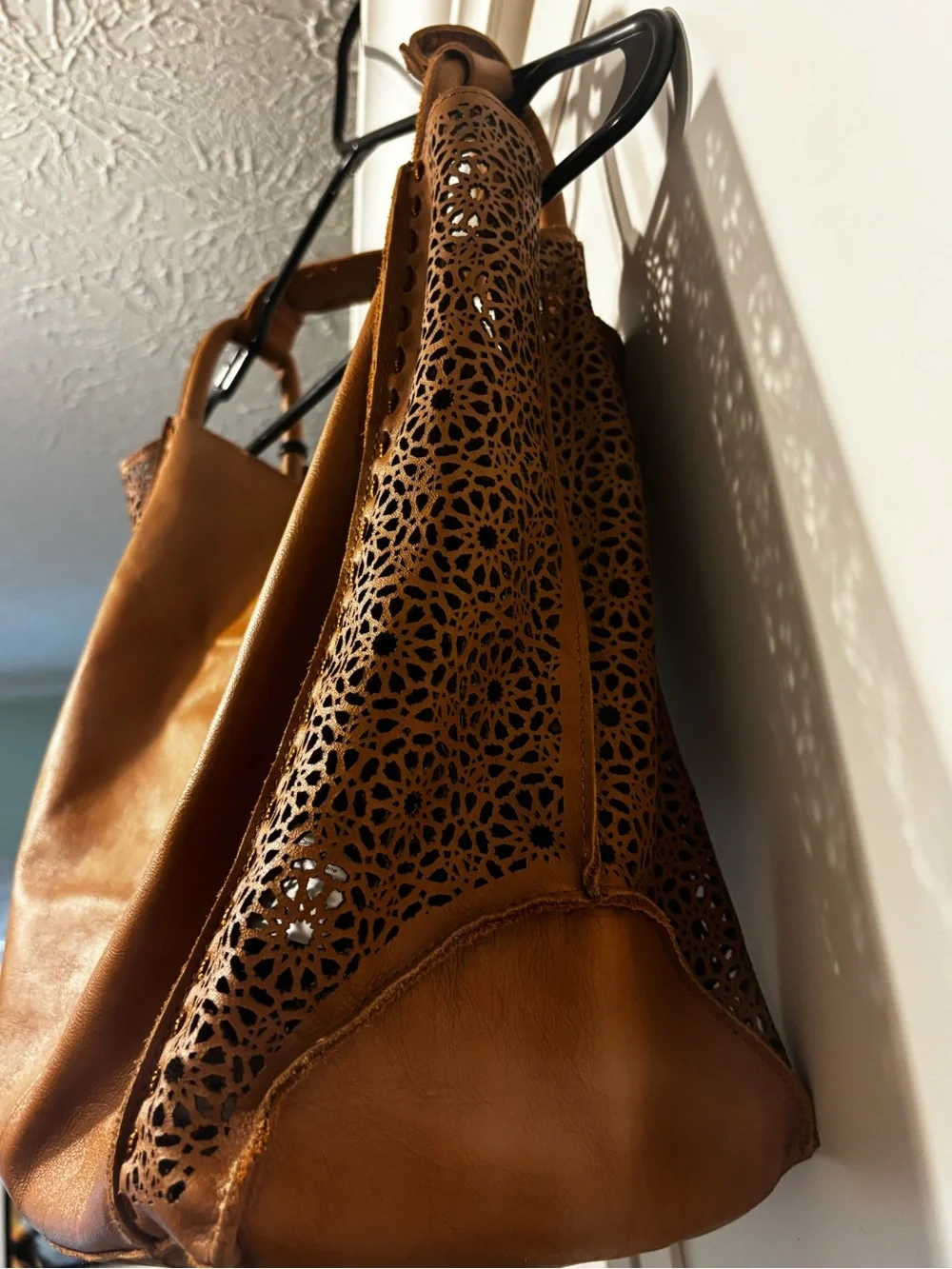 The Sak Laser-Cut Leather Hobo in Cognac