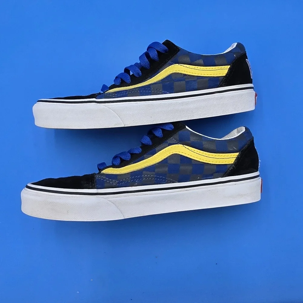 Vans Shoes Mens 4.5 Womens 6 Black Blue Red Suede Canvas Checkerboard Lace‎ Up