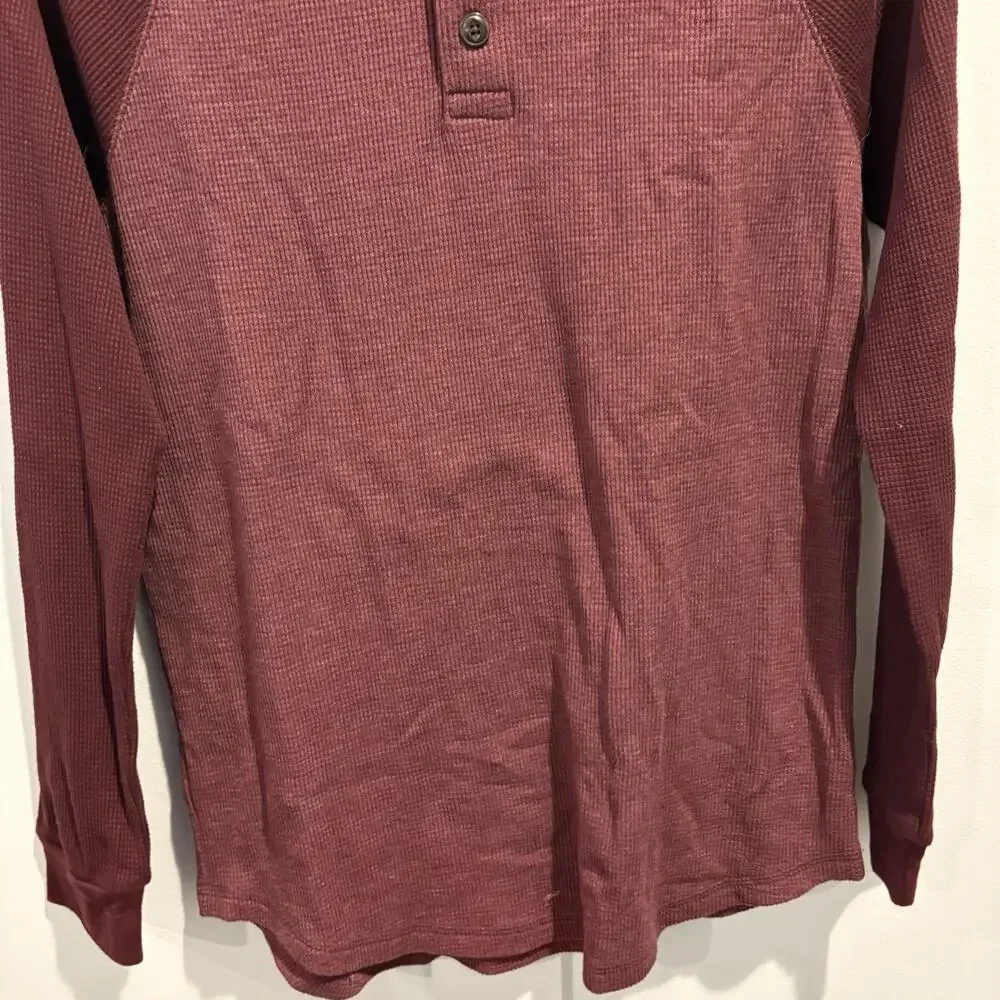 Old Navy Henley Shirt Boys‎ XXL 18 Burgundy Red Waffle Thermal Long Sleeve