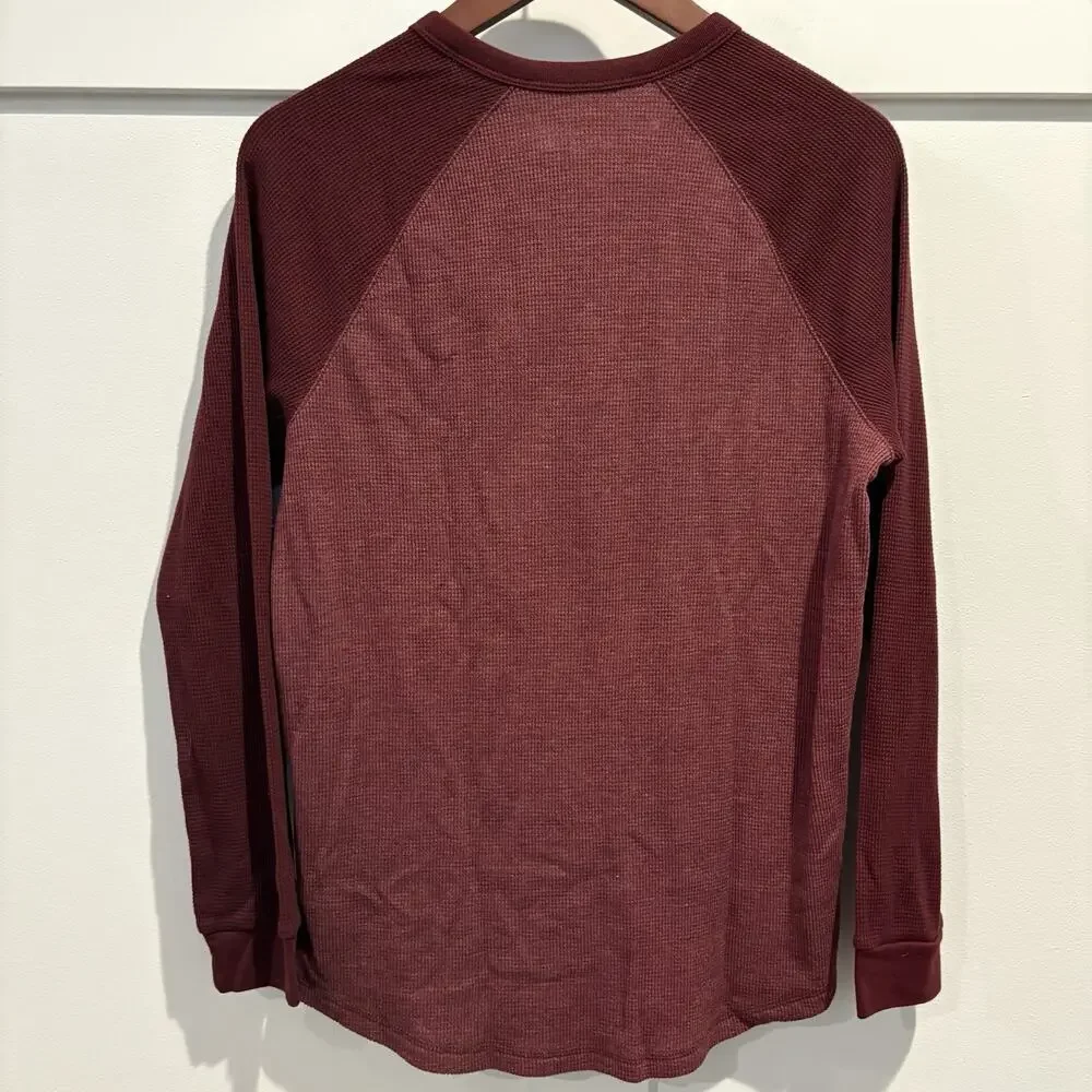 Old Navy Henley Shirt Boys‎ XXL 18 Burgundy Red Waffle Thermal Long Sleeve