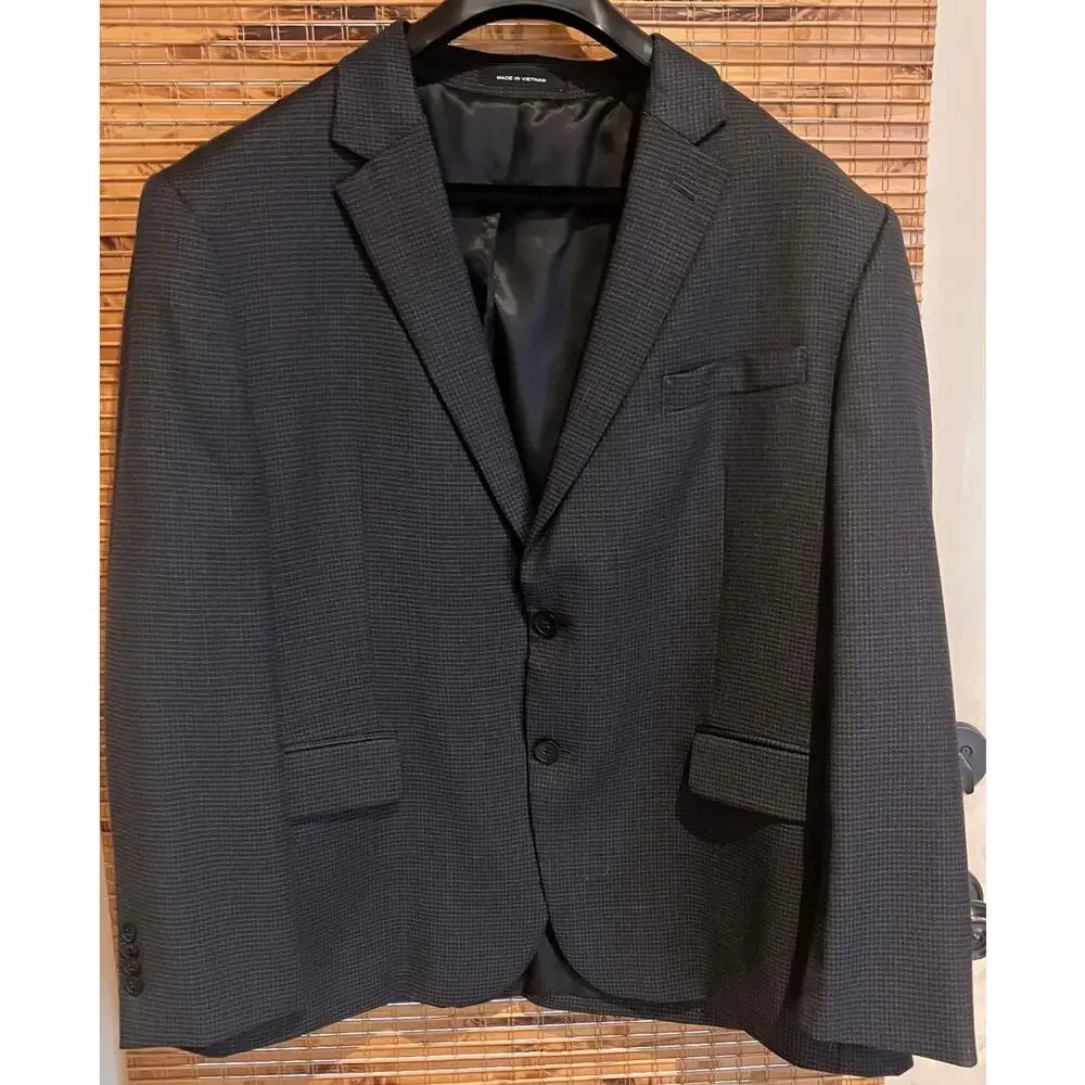 Kenneth Cole AWEARNESS Slim Fit‎ Blazer 46 Short Gray Wool Stretch Suit Jacket