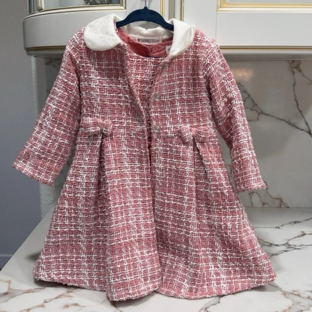Nannette Pink and White Tweed girls jacket‎