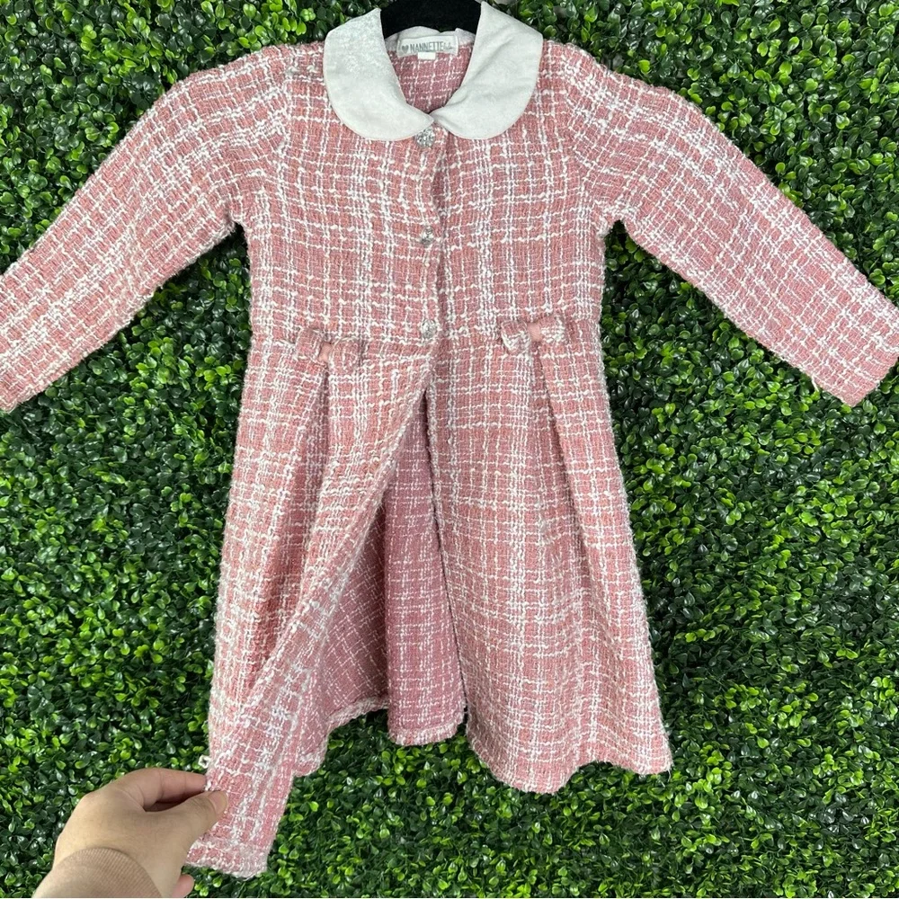 Nannette Pink and White Tweed girls jacket‎
