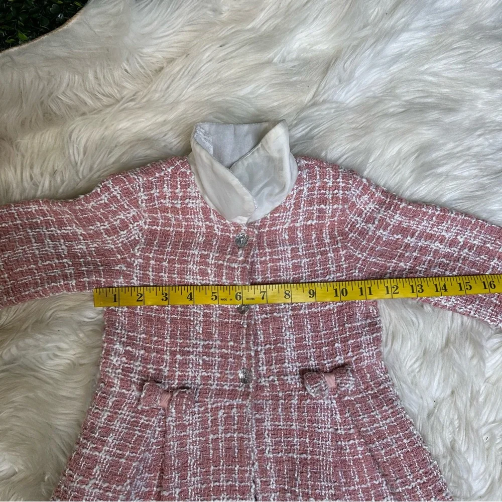 Nannette Pink and White Tweed girls jacket‎