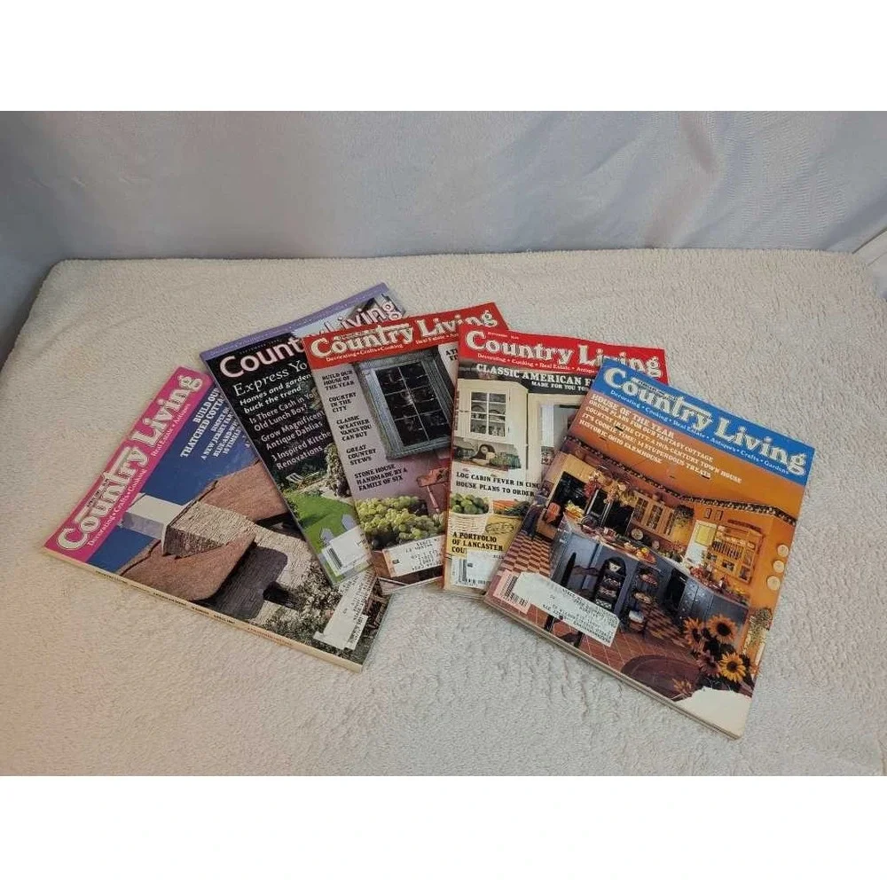 Country Living Magazine Lot - 5 Issues Decorating Cooking Antiques Real‎ Estate