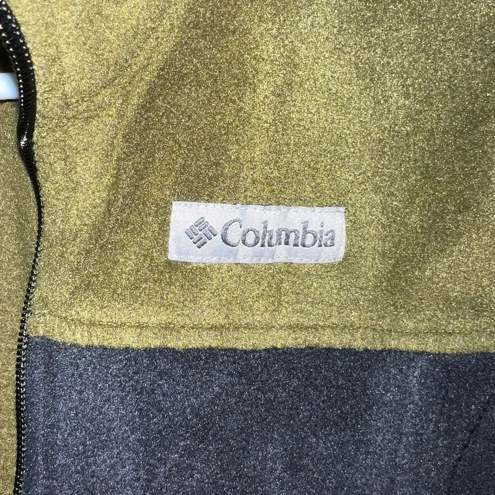 COLUMBIA Classic Full Zip Lightweight Fleece Jacket Green Black Boy's Size M GUC