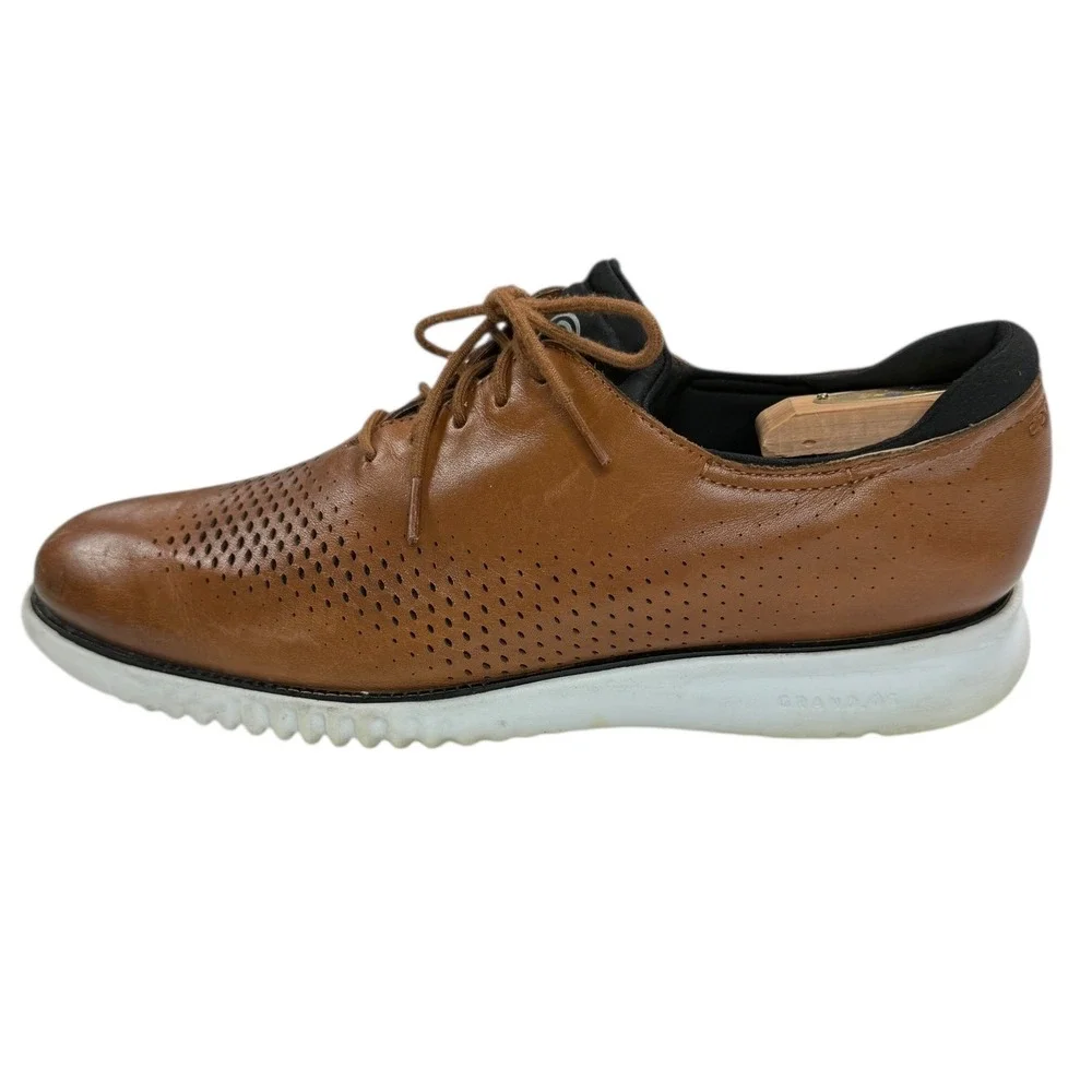 Cole Haan Men's 2.ZERØGRAND Laser Wingtip Oxfords size 12 brown/tan‎