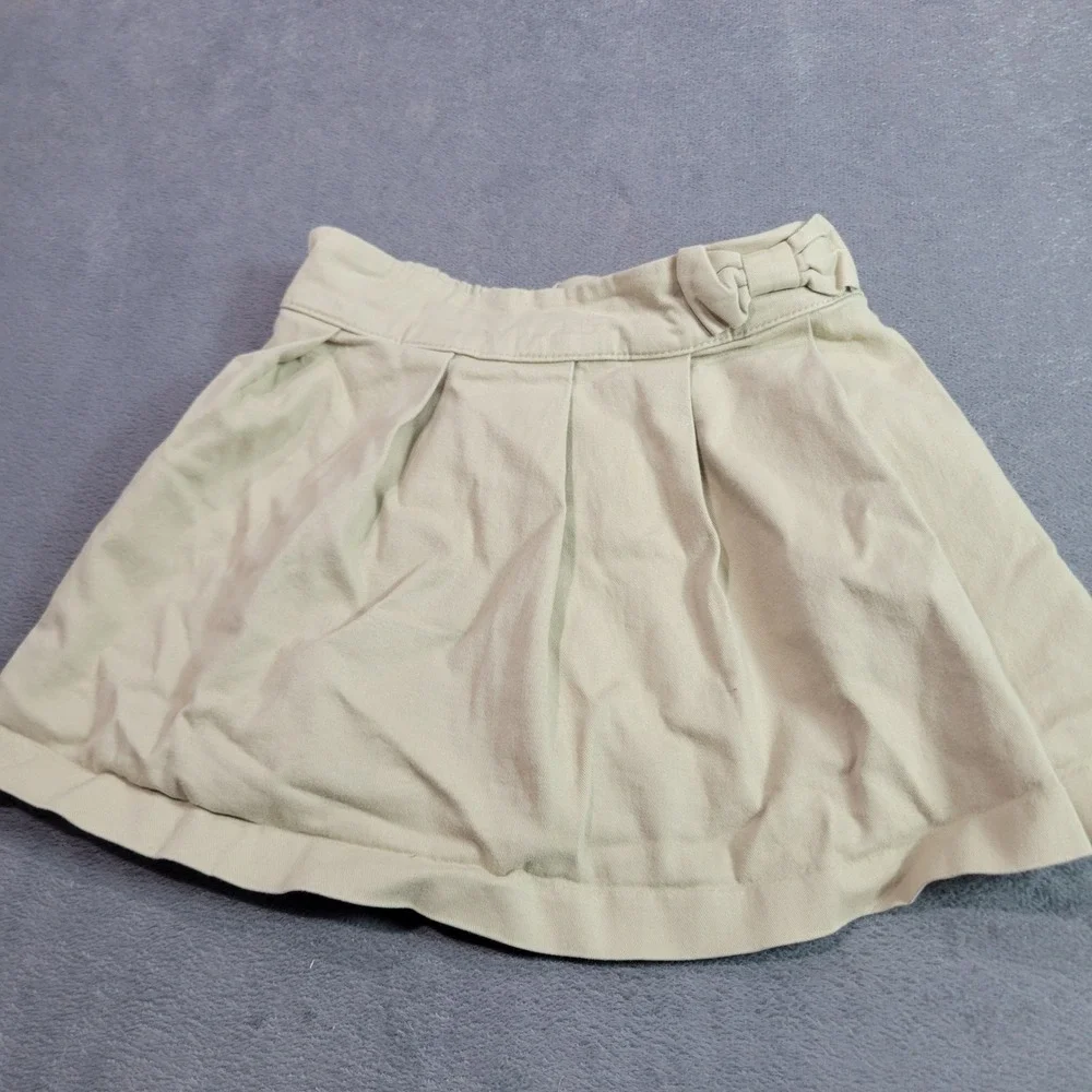 The Children's Place Skort Girls 5T‎ Khaki Pleated Bow School Uniform 7000102