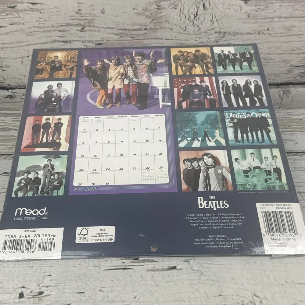 The Beatles 2022 16 Month Wall Calendar‎ Band Rock and Roll Music New Sealed