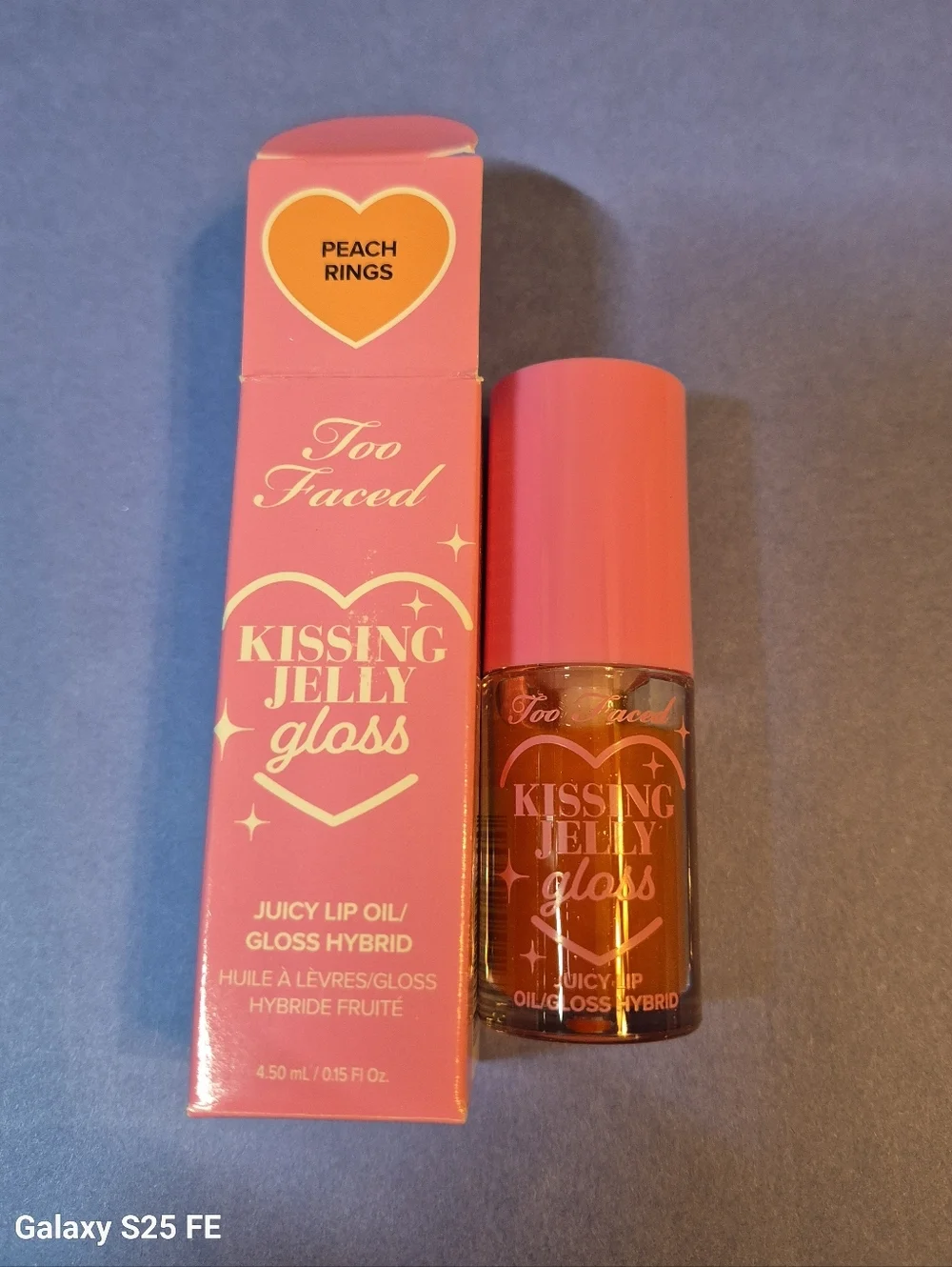 Too Faced Kissing Jelly Gloss: Peach Rings (Shimmering Peach-Orange), .15oz, NIB