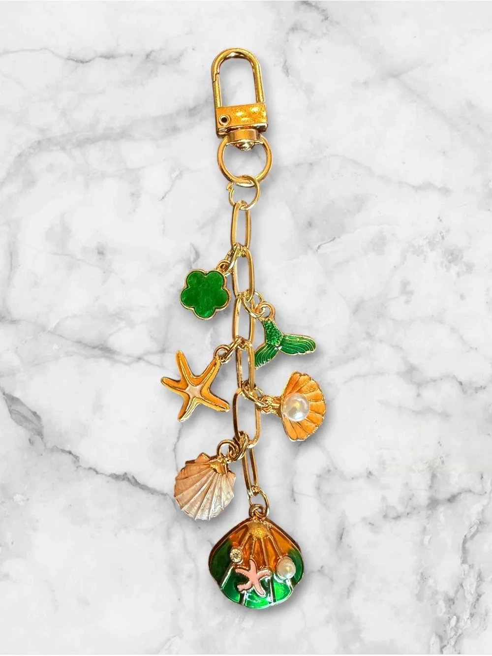 Gold & Green Sea Life Bag Charm