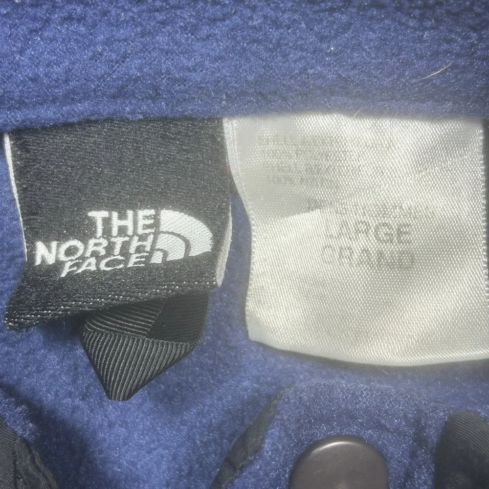 Vintage The North Face Snap-T Fleece Pullover Men's L Navy USA Made Hiking *HOLE