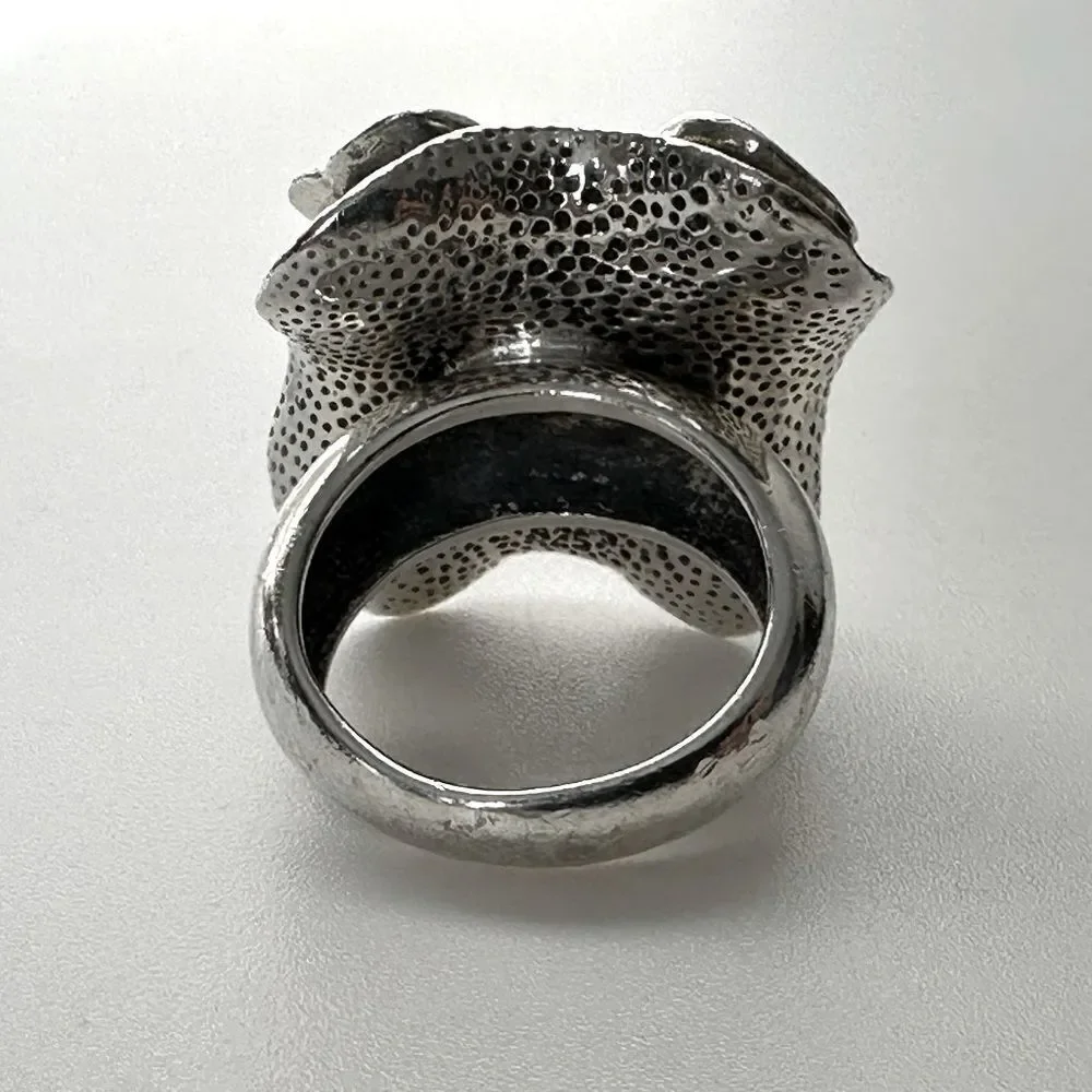Silpada Retired R1809 Bold Oxidized Sculpted Flower Ring Size 5