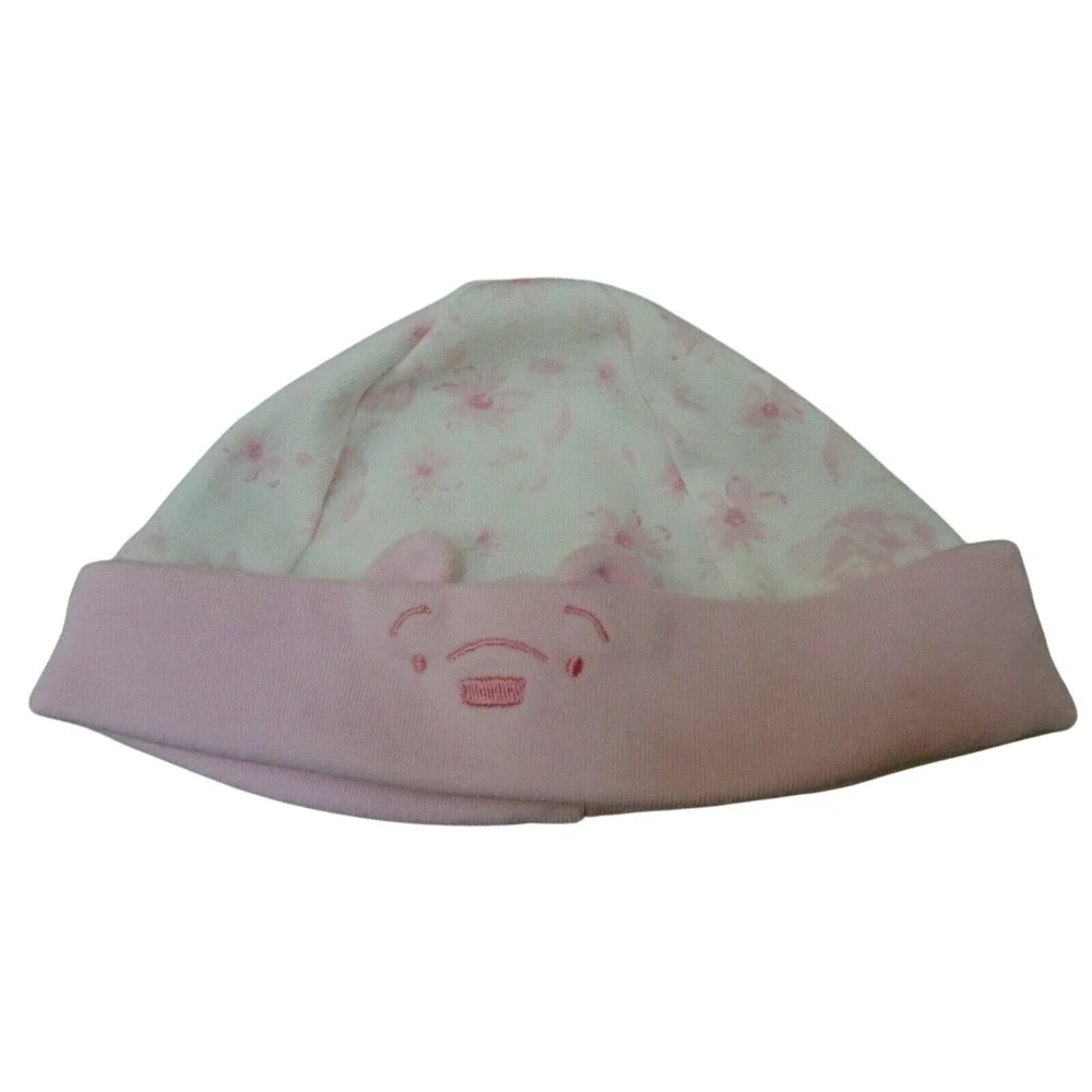 Winnie the Pooh‎ Hat Infant Girls Cap Beanie White Pink Flowers Disney Store
