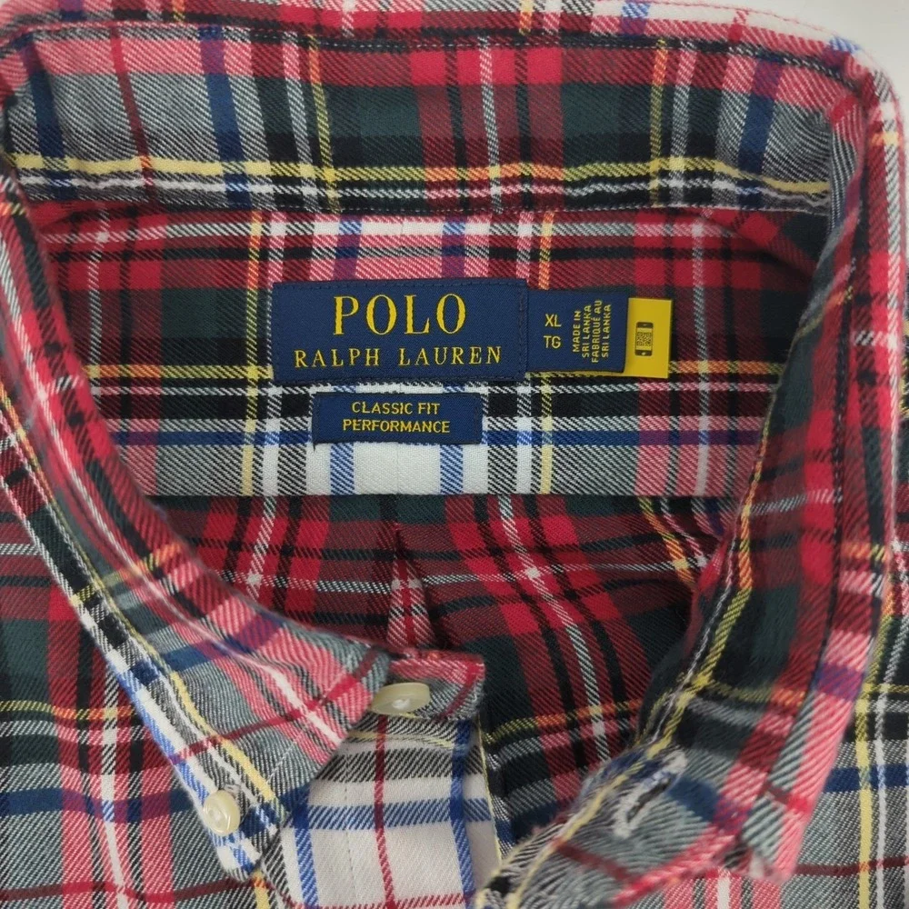 Polo Ralph Lauren Shirt Mens XL Classic Fit Performance Plaid Button Long Sleeve