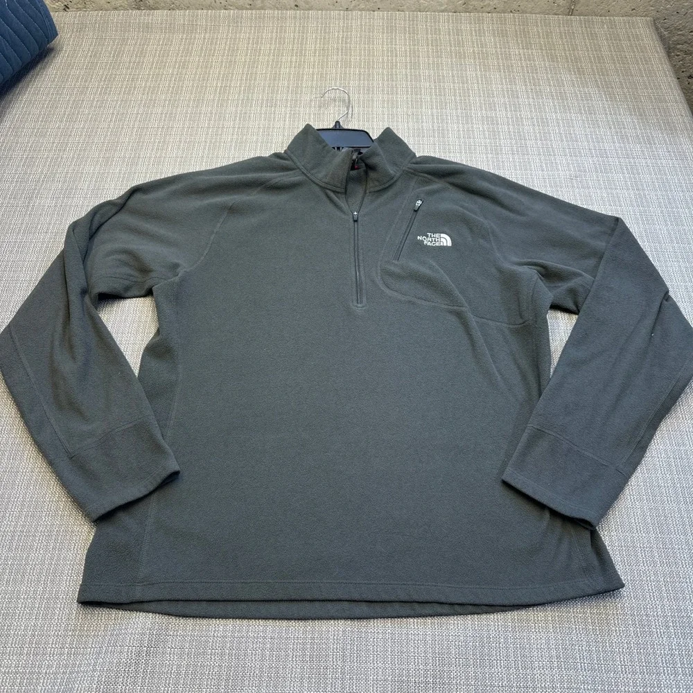 The North Face Gray Fleece 1/4‎ Zip Pullover Jacket Mens Large Comfort Hiking