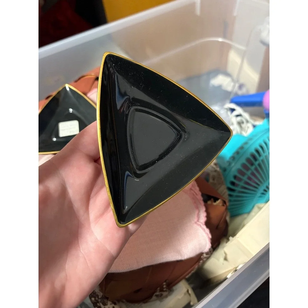 Lenox Black Gold Trim Triangle Trinket Dish Candy Bowl Ring Holder ash tray