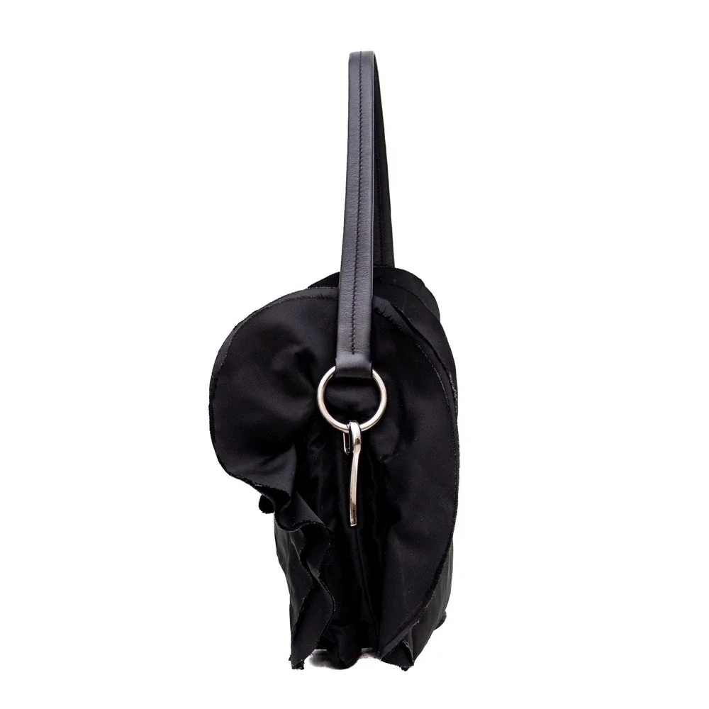 Authentic Women's Prada Tessuto‎ Black Nylon Ruffle Shoulder Bag