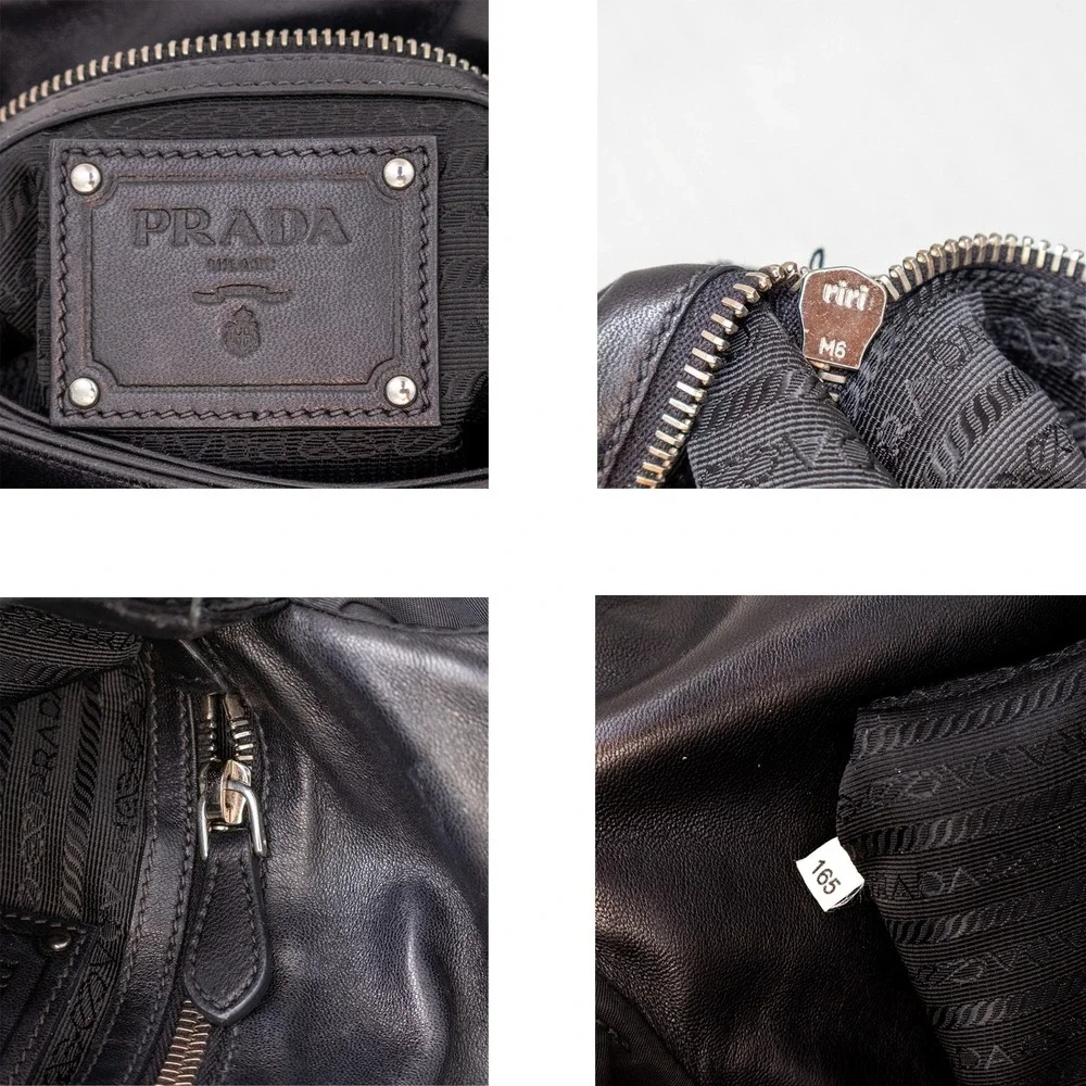 Authentic Women's Prada Tessuto‎ Black Nylon Ruffle Shoulder Bag