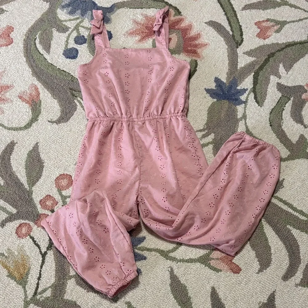 BCBG Kids dusty rose Girls eyelet Romper,  One Piece, 10
