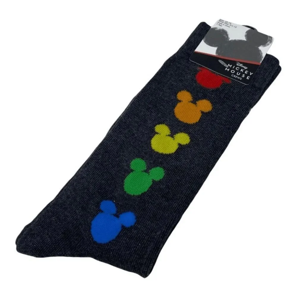 Disney Socks Adult Mickey Mouse Crew Rainbow  Colors Size 10-13‎ Pride Love Ears