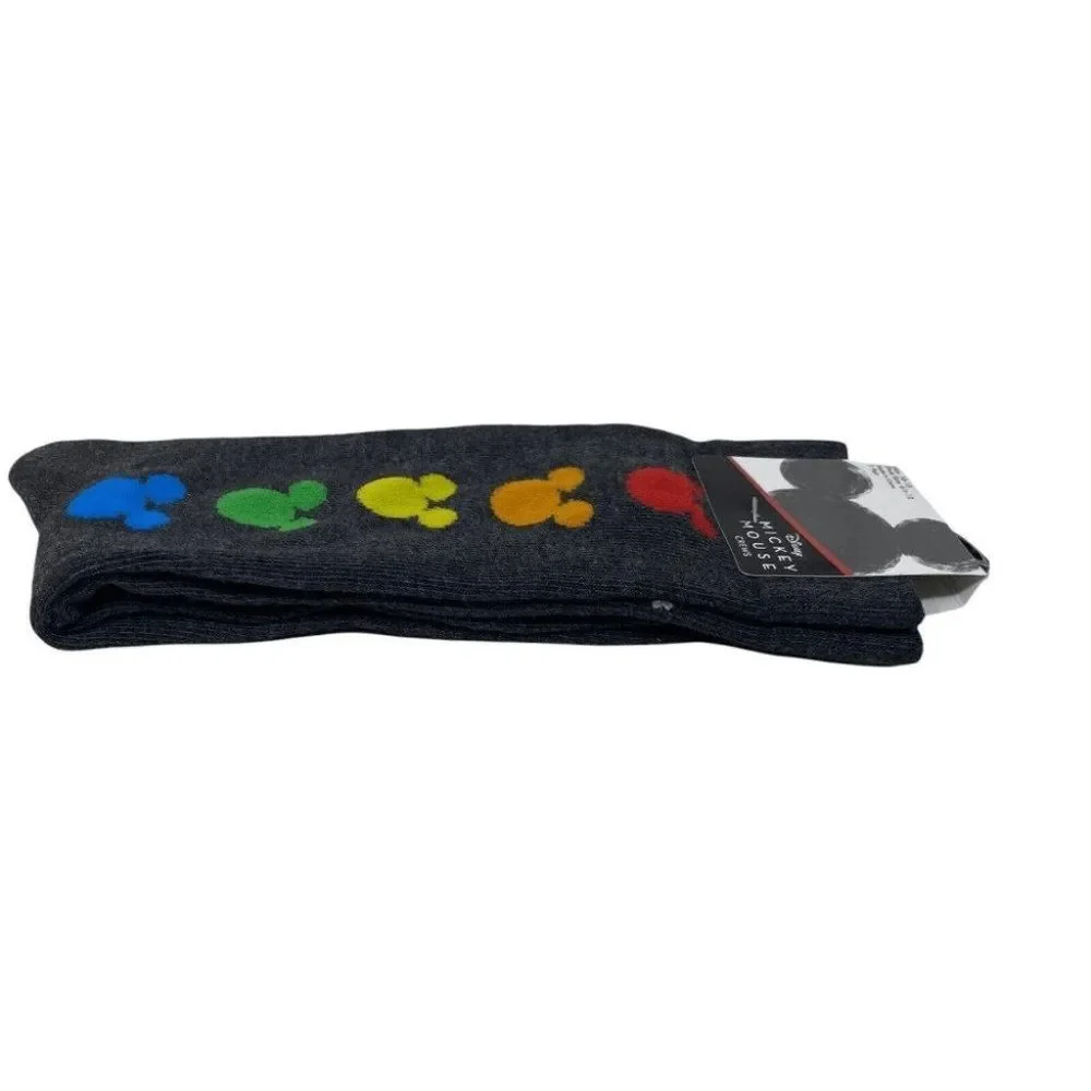 Disney Socks Adult Mickey Mouse Crew Rainbow  Colors Size 10-13‎ Pride Love Ears