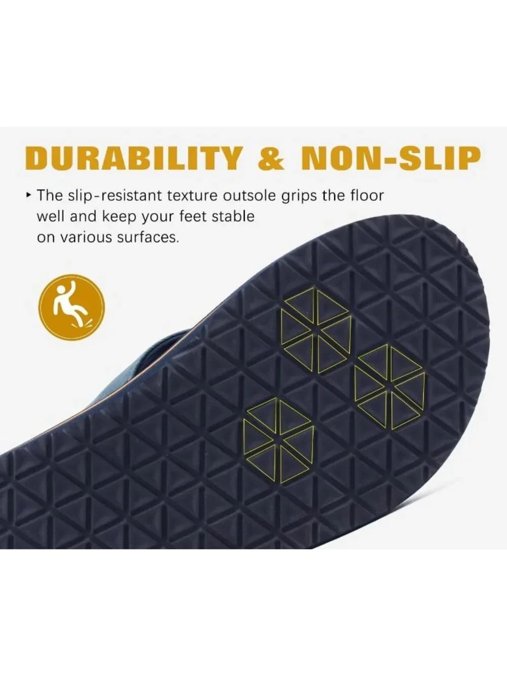 Mens Navy Blue Yoga Mat Leather Flip Flops Slip On Indoor Outdoor Sandal Slipper